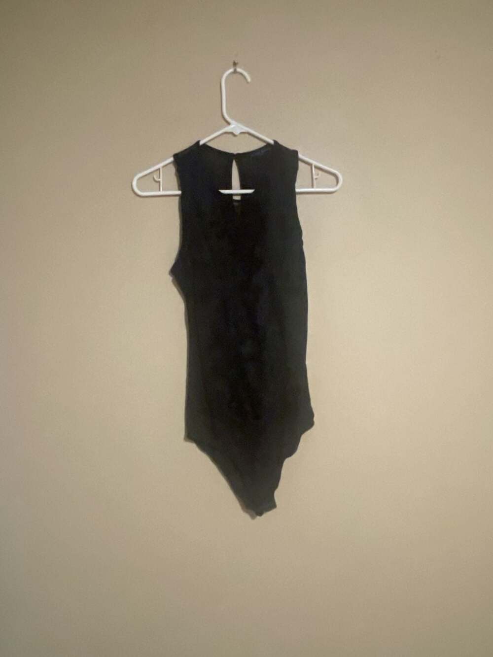 Haute Monde Black Sleeveless Bodysuit with 3D Floral Applique Detail Size M